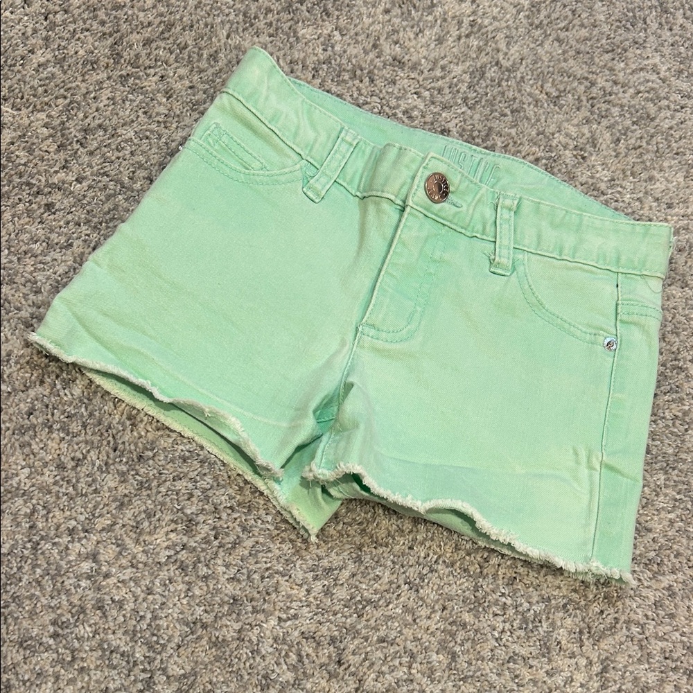 Justice Light Green Denim Kids Shorts